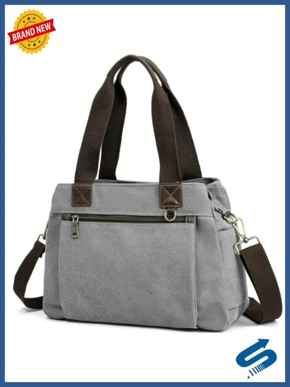 Canvas Hobo Bag with Zipper, Multi-Color Striped Crossbody Tote, Multipocket